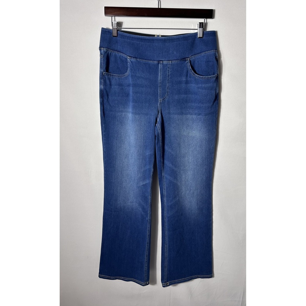 Halara Flex Denim Jeans Womens L Petite Blue High Rise Straight Pull On Stretch